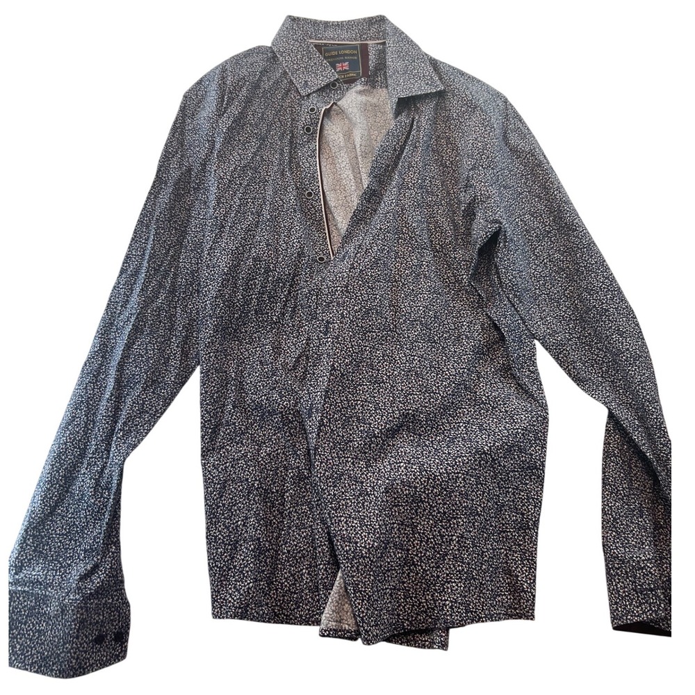 Guide London Mens‎ Floral Print Long Sleeve Button Down Shirt - Size L